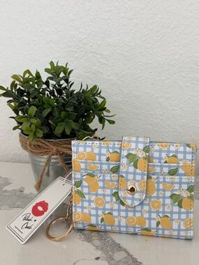 Blue Gingham Lemon Card Wallet NWT